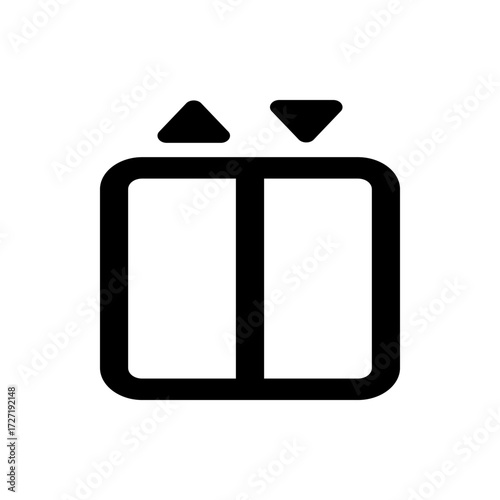 Illustration of an elevator with doors closed and up and down arrow indicators at the top of the doors