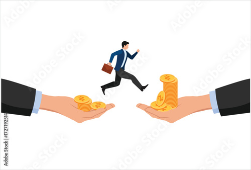 Jump into a high paying job. change job business concept icon vector template design element