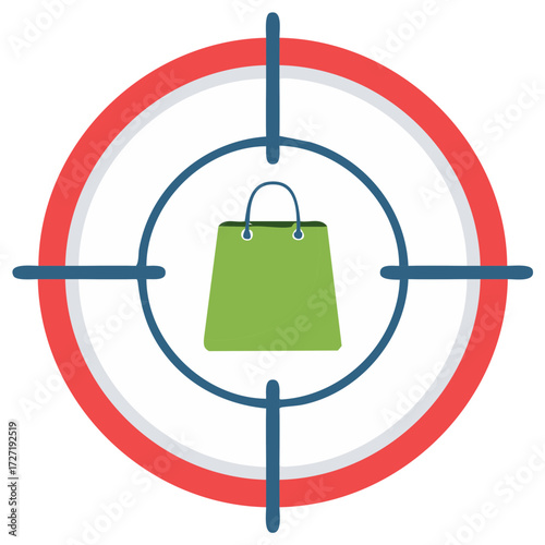 Retail Focus Shopping Concept Green Bag in Crosshairs Targeting Marketing Strategy Design