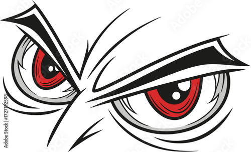 Vector art of fierce and angry owl eyes with red irises