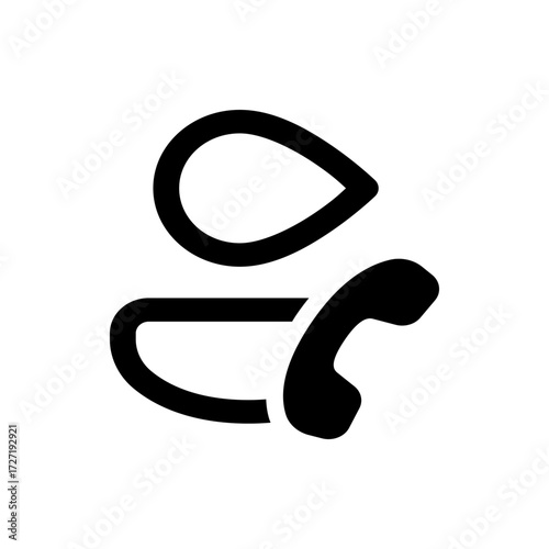 Illustration of an abstract black telephone receiver and a speaker on a white background design icon