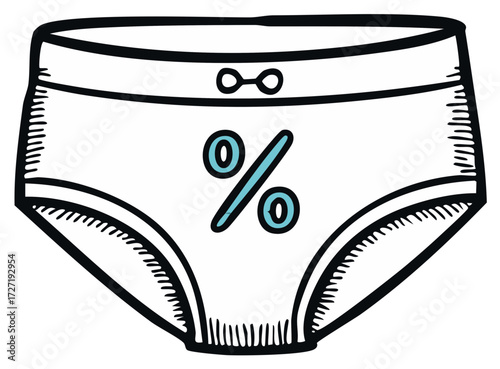 Cartoon Underwear With Percentage Sign Discount Illustration for Retail and Promotions