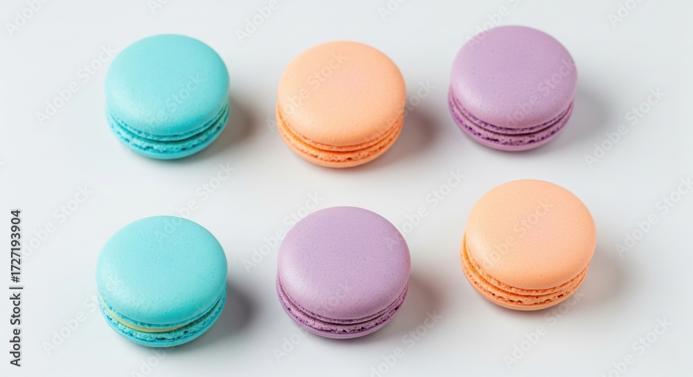 Fototapeta premium A close-up of a colorful assortment of macarons, representing desserts, sweets, French pastry, treats, and indulgence.
