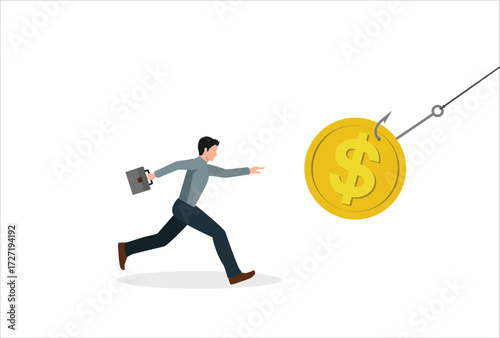 Greed. Businessman victim of money icon vector template design element