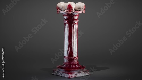 Antique Column with bloodied skulls