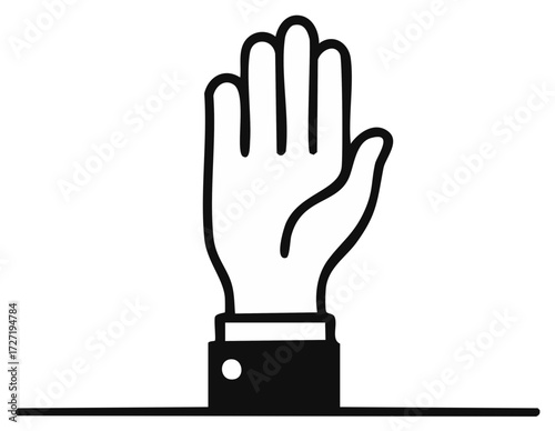 Raised hand gesture graphic vector illustration symbol. Human hand sign