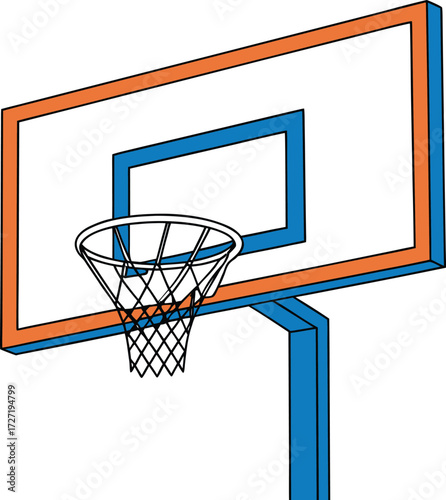 Vector art of a simple illustration of a basketball hoop and backboard