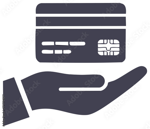 Hand holding credit card, financial transaction and payment symbol.