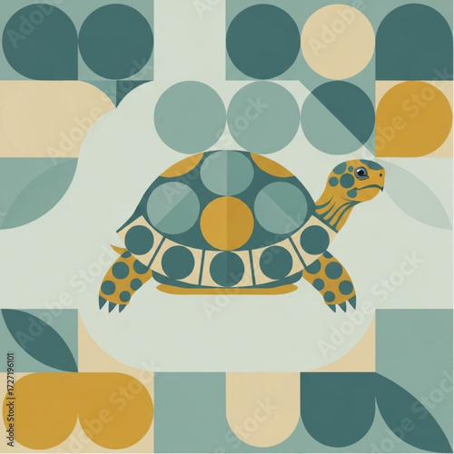 Geometric Turtle Illustration A Colorful and Modern Design