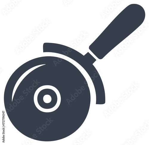 Simple Pizza Cutter Icon Kitchen Utensil for Slicing Pizza and Food Prep