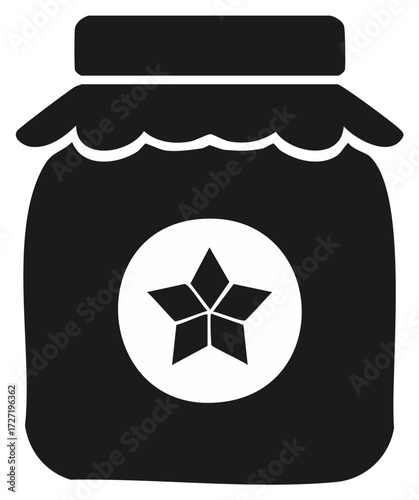 Preserves in Glass Jar with Star Label and Fabric Top Cover Silhouette