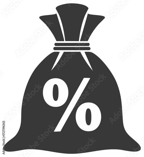 Money bag with percent sign vector icon for finance loans taxes and sales discounts