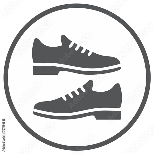 Iconic Silhouette of Men's Dress Shoes inside Circle Frame, Symbolizing Style and Formal Wear Footwear Options