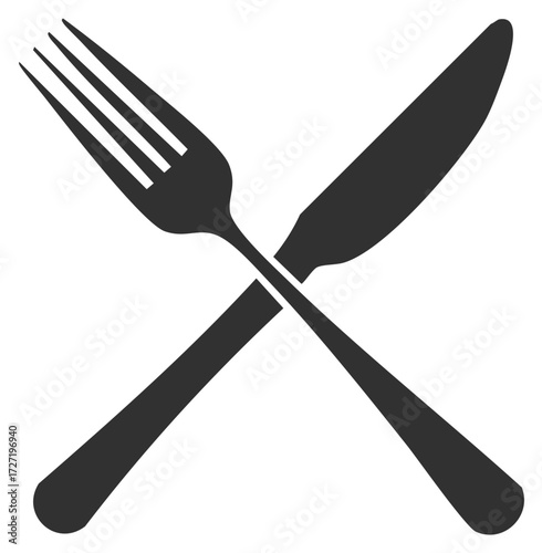 Fork and Knife Crossed Cutlery Eating Utensils Dining Illustration