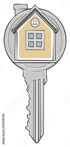 House in Key Shape - Symbol for Real Estate, Homeownership and Security Concept