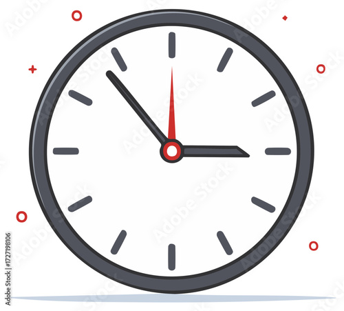 Animated wall clock illustration depicting time passing with minutes and hours