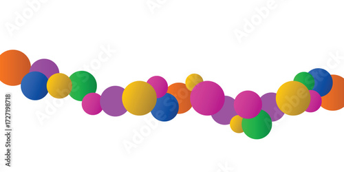 Vector Seamless Colorful Bubbles, Bright Colores, Illustration Isolated on White Background.
