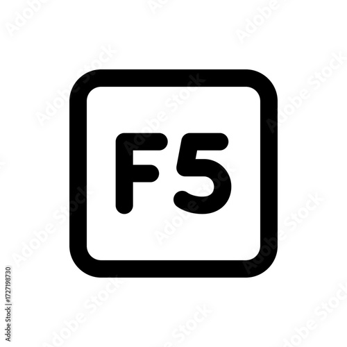 A close up of a square button with rounded corners displaying the text f five in bold black font centered