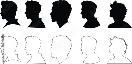 People line art Icon. Profile and people silhouette collection. User profile symbol. Group of people or group of users collection. Perfect can use in demographic, social media, and team concept.