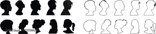 People line art Icon. Profile and people silhouette collection. User profile symbol. Group of people or group of users collection. Perfect can use in demographic, social media, and team concept.