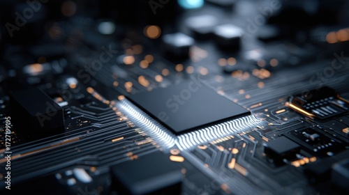 Closeup circuit board processor