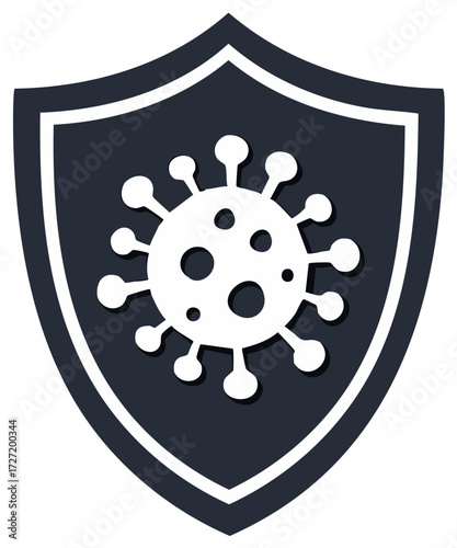 Virus Shield Icon Protection Symbol Against Disease Outbreak and Infection