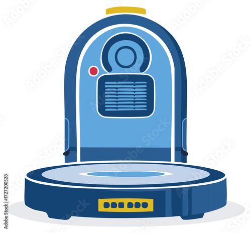 Modern autonomous robot assistant in a simple cartoon vector style