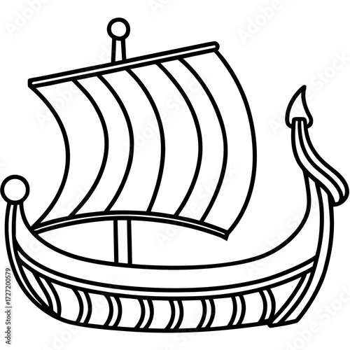 Viking Longship Line Vector