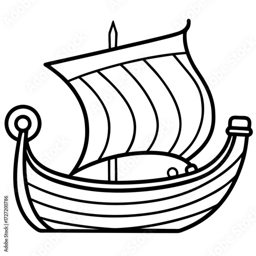 Viking Longship Line Vector