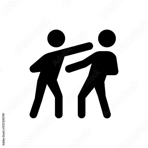 Silhouette of two figures engaged in a physical altercation with one figure punching the other in the face