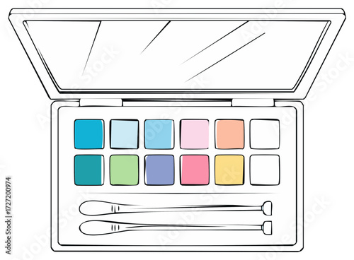 Eye Shadow Palette with Mirror and Applicators Palette featuring Colorful Shades