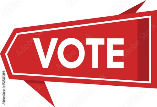 Vector art of red banner with the word vote in white text
