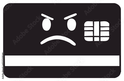 Angry Credit Card with Face Expressing Frustration, Anger, and Disappointment