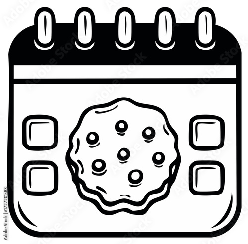 Cookie Calendar Reminder Doodle Treat Baking Icon Dessert Pastry Celebration
