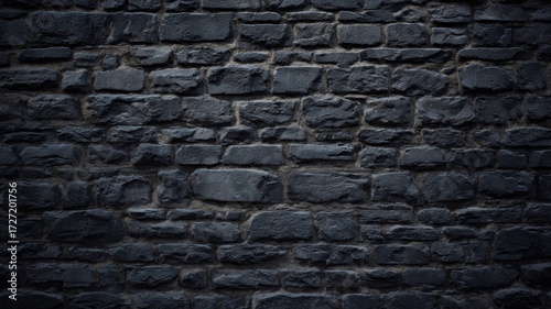 Dark stone wall texture in soft light. AI image