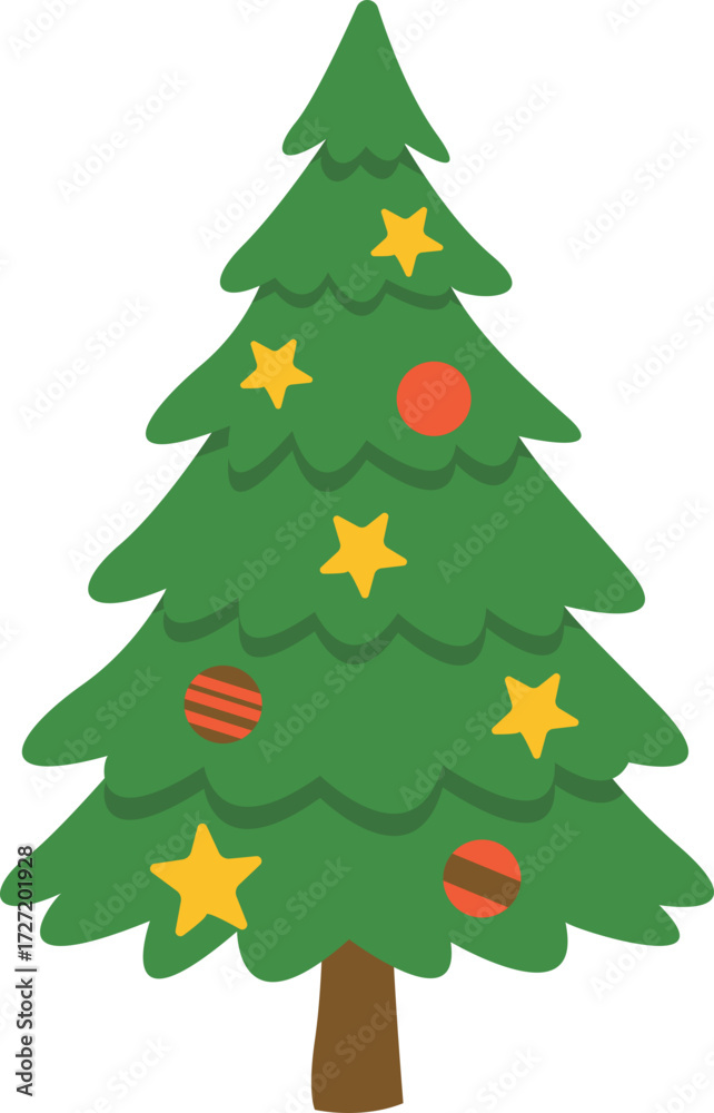 Fototapeta premium Christmas tree with bauble and star