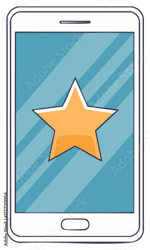 Five-Point Star Icon Inside Contemporary Tablet Device Screen