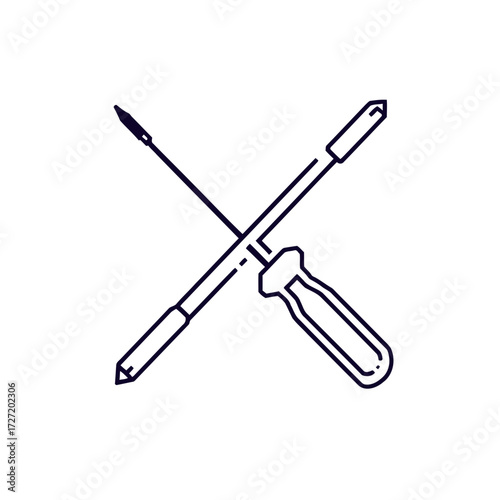 A set of metal screwdriver bits and tools isolated on a white background for design and work