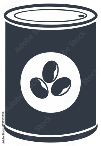 Simple vector graphic of a tin of canned beans non perishable food supply icon