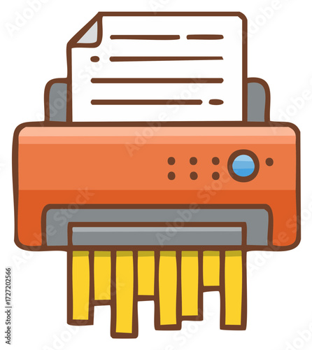 Adorable paper shredder icon illustrating information destruction and privacy
