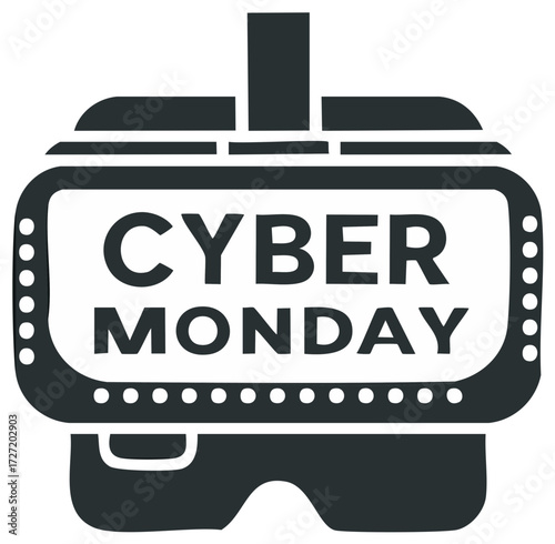 Virtual Reality Headset with Cyber Monday Text Illustration for Holiday Shopping Promotions