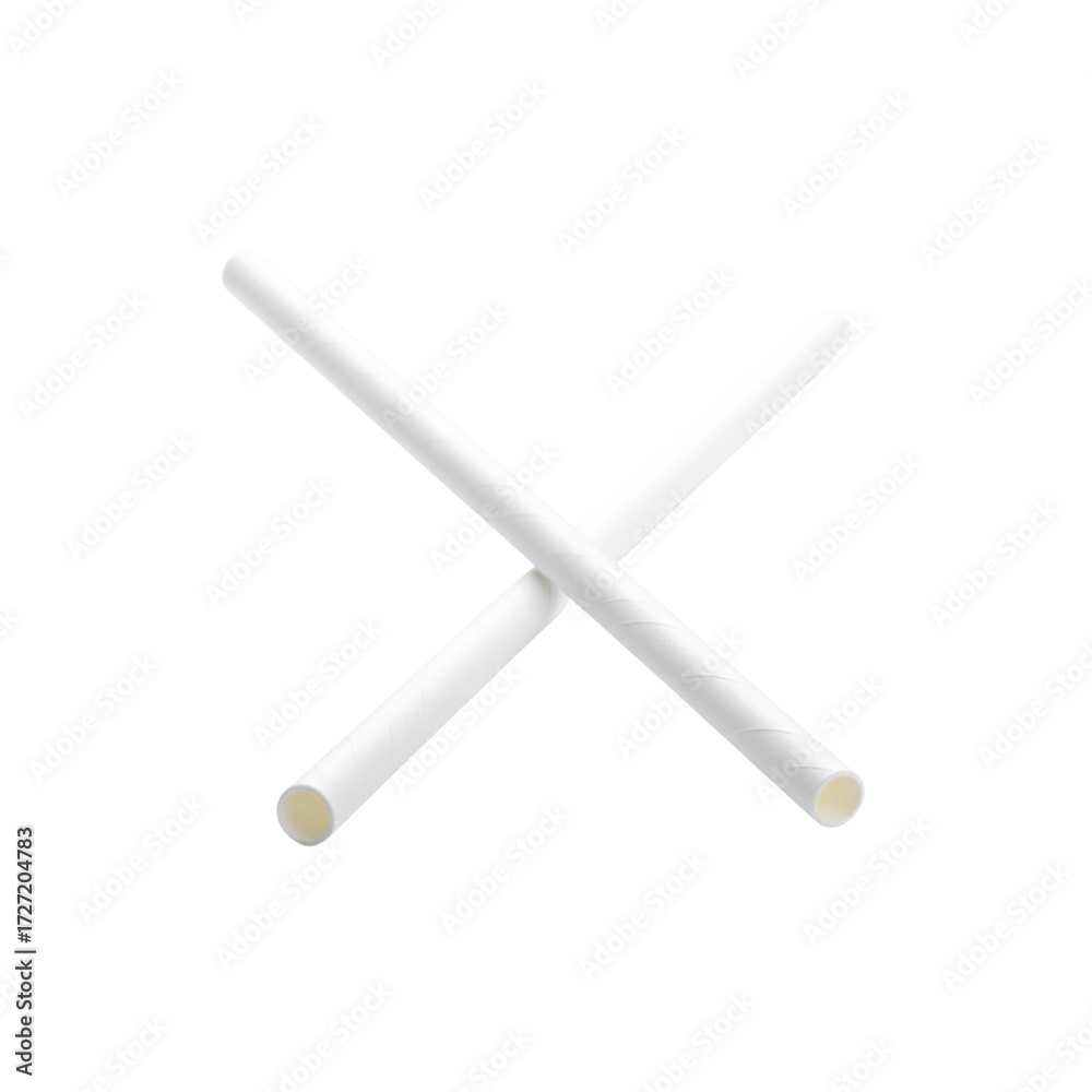 Obraz premium Biodegradable eco friendly white paper drinking straw isolated on white background 