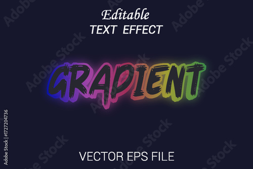 Editable text effect gradient 3d style vector. Gradient text effect Typography Design.