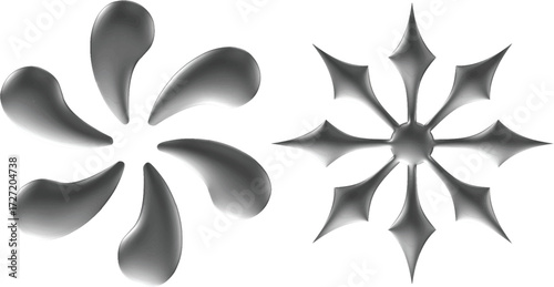 Abstract Symmetrical Shapes on Transparent Background – Organic vs Geometric Design Contrast Illustration