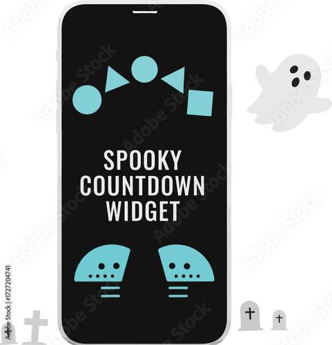 Spooky countdown widget on a phone screen with halloween decorations
