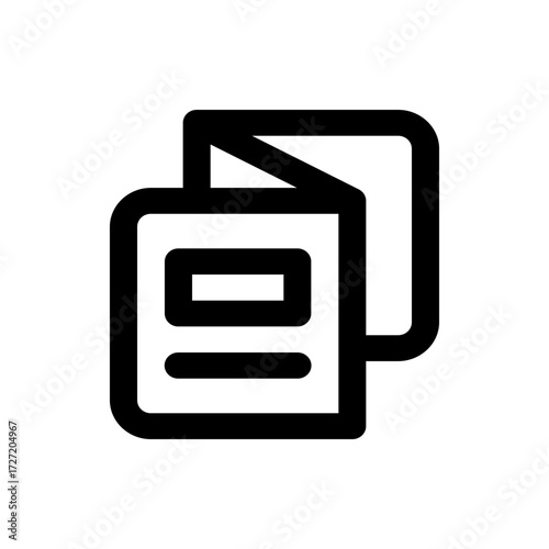 A simple black and white line drawing of two brochures or leaflets stacked slightly offset from each other