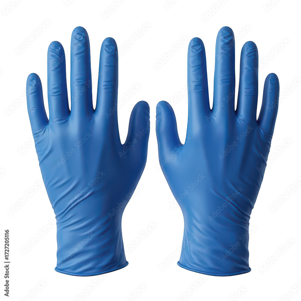 Obraz premium Pair of blue nitrile gloves isolated on transparent background