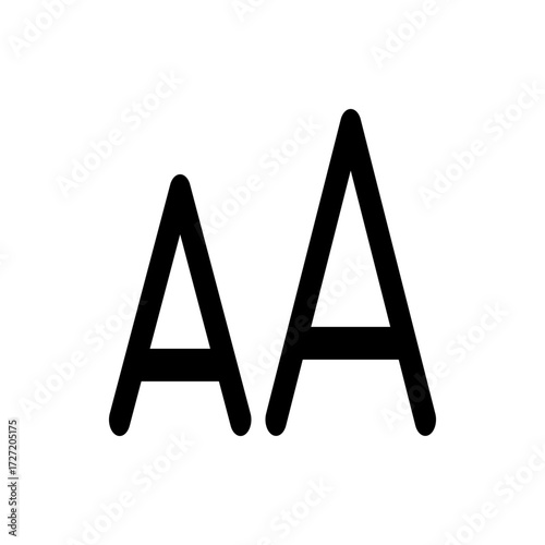 A graphical representation of two capital letter a characters of different sizes on a white background illustration
