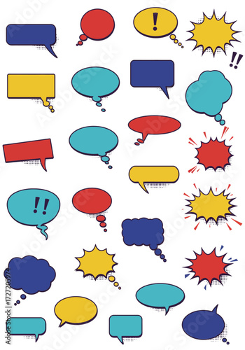 Collection of Various Colorful Speech Bubbles and Communication Concept Elements