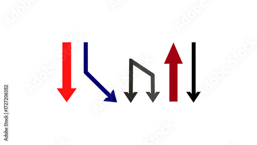 Chart increase decrease arrow icon set. Business growing chart with arrow. economy rise and decline symbol. upward or downward trend bar chart sign. profit and loss statistics
